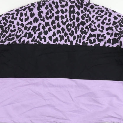 Colourwear Womens Purple Animal Print Cotton Pullover Sweatshirt Size S Zip - Leopard Pattern
