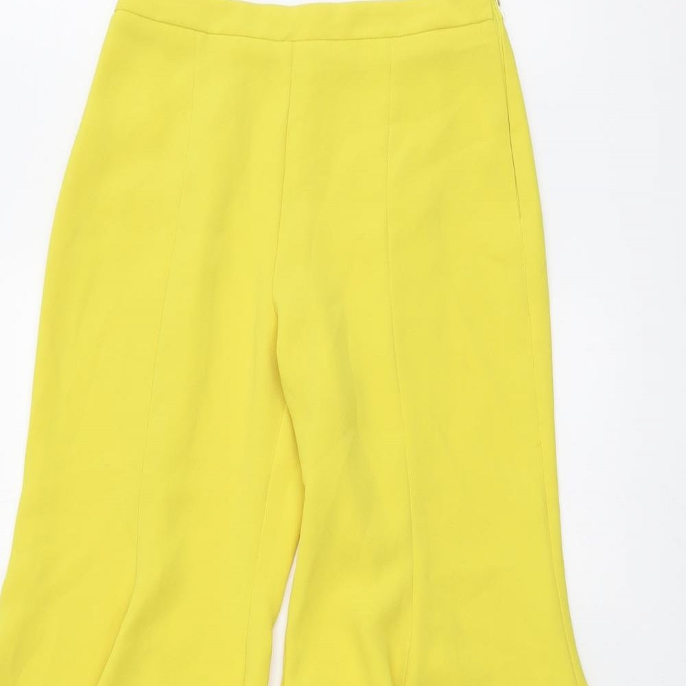 River Island Womens Yellow Polyester Trousers Size 6 L21 in Regular Zip