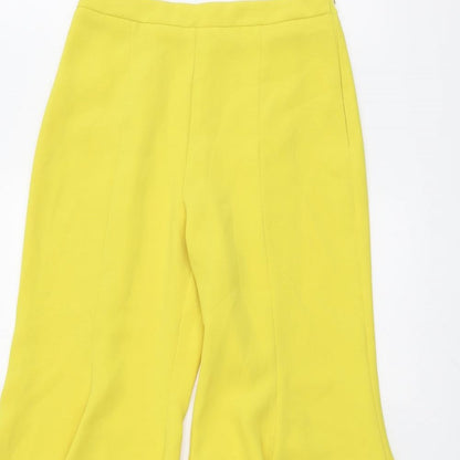 River Island Womens Yellow Polyester Trousers Size 6 L21 in Regular Zip