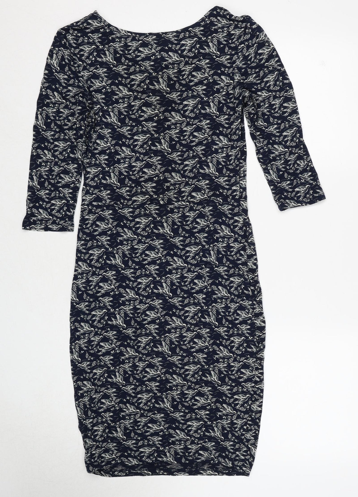 Warehouse Womens Blue Geometric Viscose A-Line Size 10 Round Neck Pullover