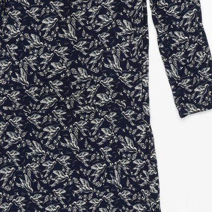Warehouse Womens Blue Geometric Viscose A-Line Size 10 Round Neck Pullover