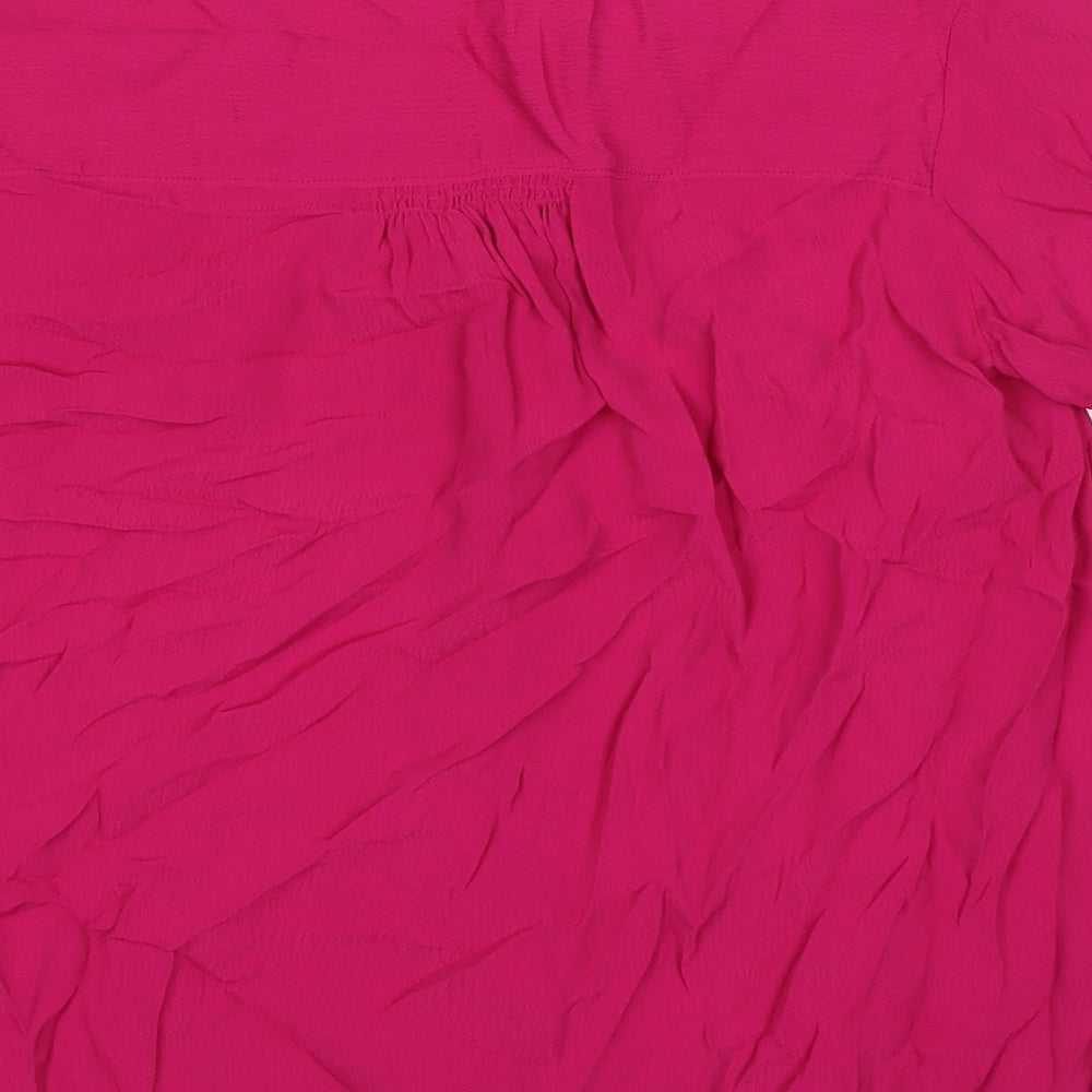 John Lewis Womens Pink Viscose Basic Button-Up Size 14 V-Neck