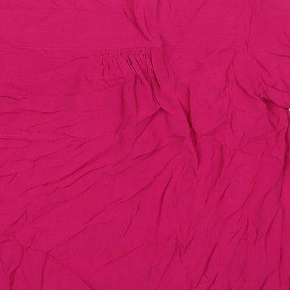 John Lewis Womens Pink Viscose Basic Button-Up Size 14 V-Neck