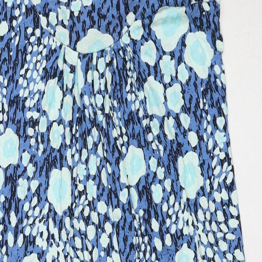 Laura Torelli collection Womens Blue Geometric Viscose A-Line Size S Round Neck Pullover
