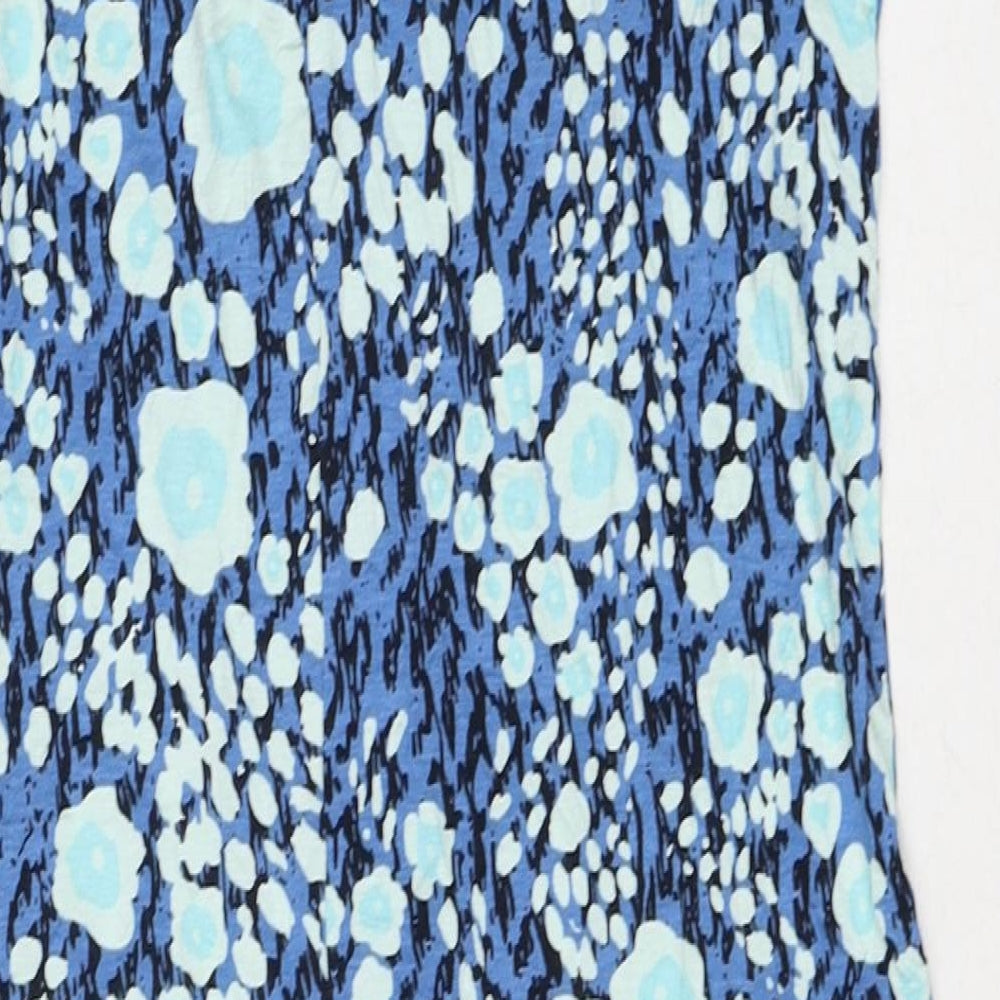 Laura Torelli collection Womens Blue Geometric Viscose A-Line Size S Round Neck Pullover