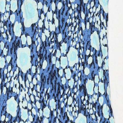 Laura Torelli collection Womens Blue Geometric Viscose A-Line Size S Round Neck Pullover