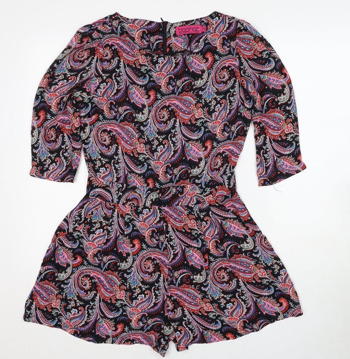 Boohoo Womens Multicoloured Paisley Polyester Playsuit One-Piece Size 8 Zip