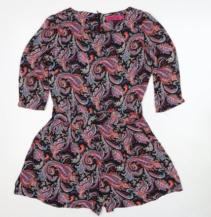 Boohoo Womens Multicoloured Paisley Polyester Playsuit One-Piece Size 8 Zip