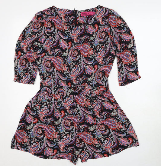 Boohoo Womens Multicoloured Paisley Polyester Playsuit One-Piece Size 8 Zip