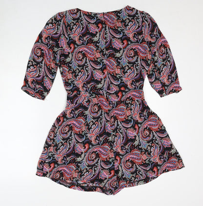 Boohoo Womens Multicoloured Paisley Polyester Playsuit One-Piece Size 8 Zip