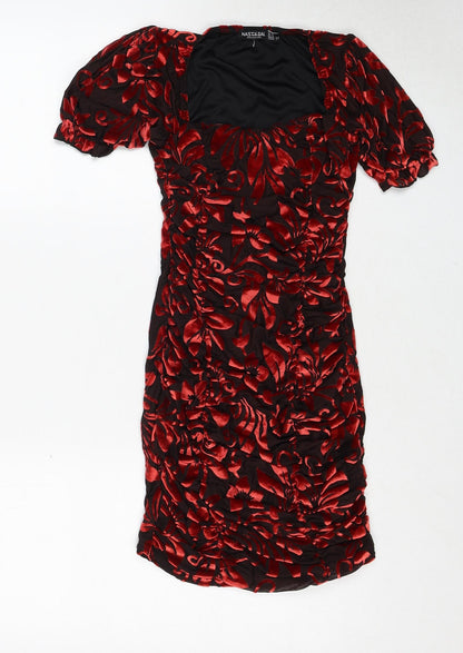 Nasty Gal Womens Multicoloured Floral Polyester Bodycon Size 6 Round Neck Pullover