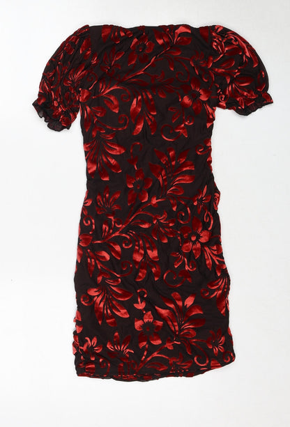 Nasty Gal Womens Multicoloured Floral Polyester Bodycon Size 6 Round Neck Pullover