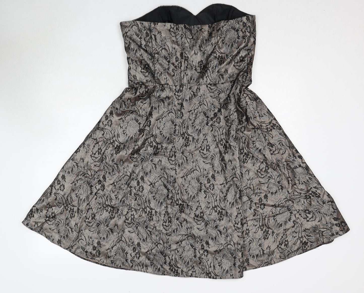 A Wear Womens Brown Floral Polyester Fit & Flare Size 14 Sweetheart Zip