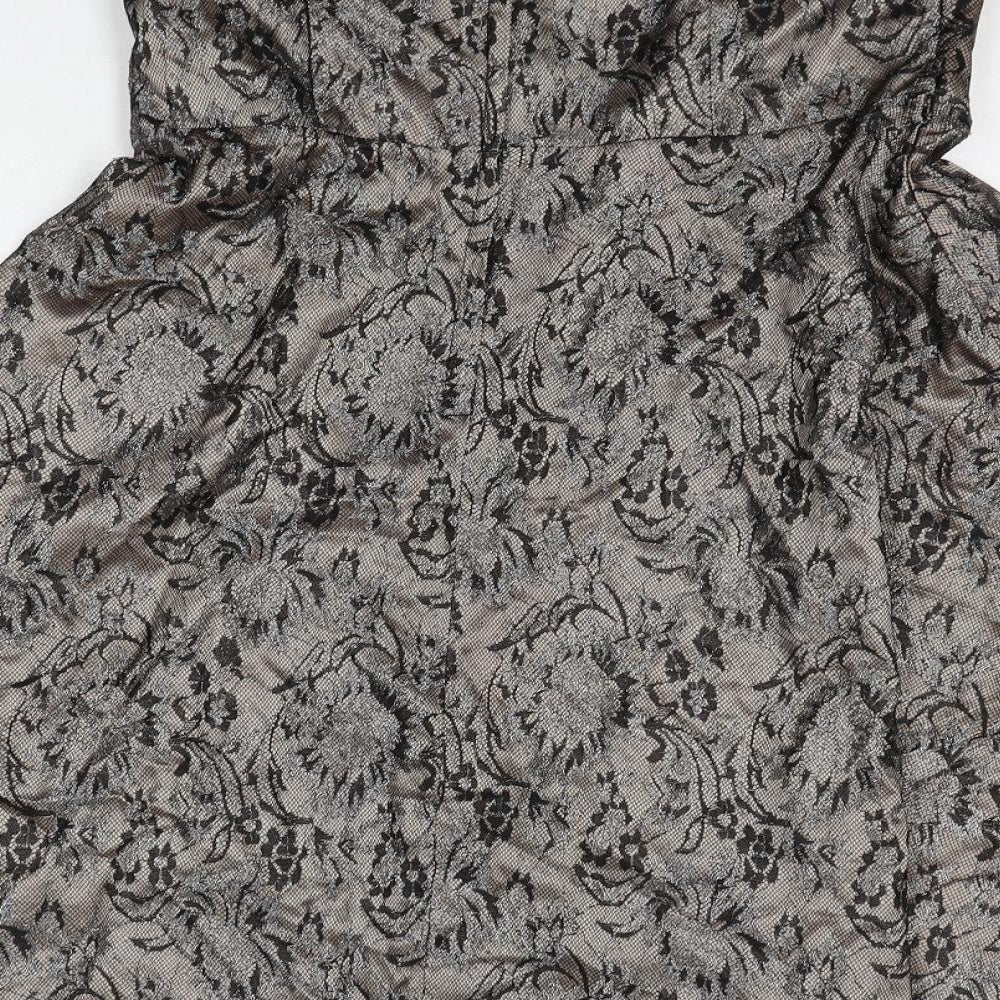 A Wear Womens Brown Floral Polyester Fit & Flare Size 14 Sweetheart Zip