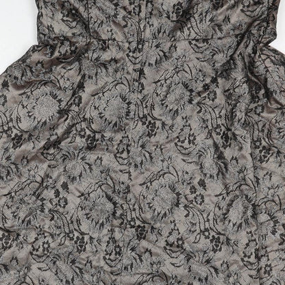 A Wear Womens Brown Floral Polyester Fit & Flare Size 14 Sweetheart Zip