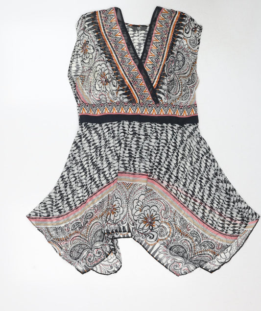 Womens UK Size 10 BHS Multicoloured Basic Blouse