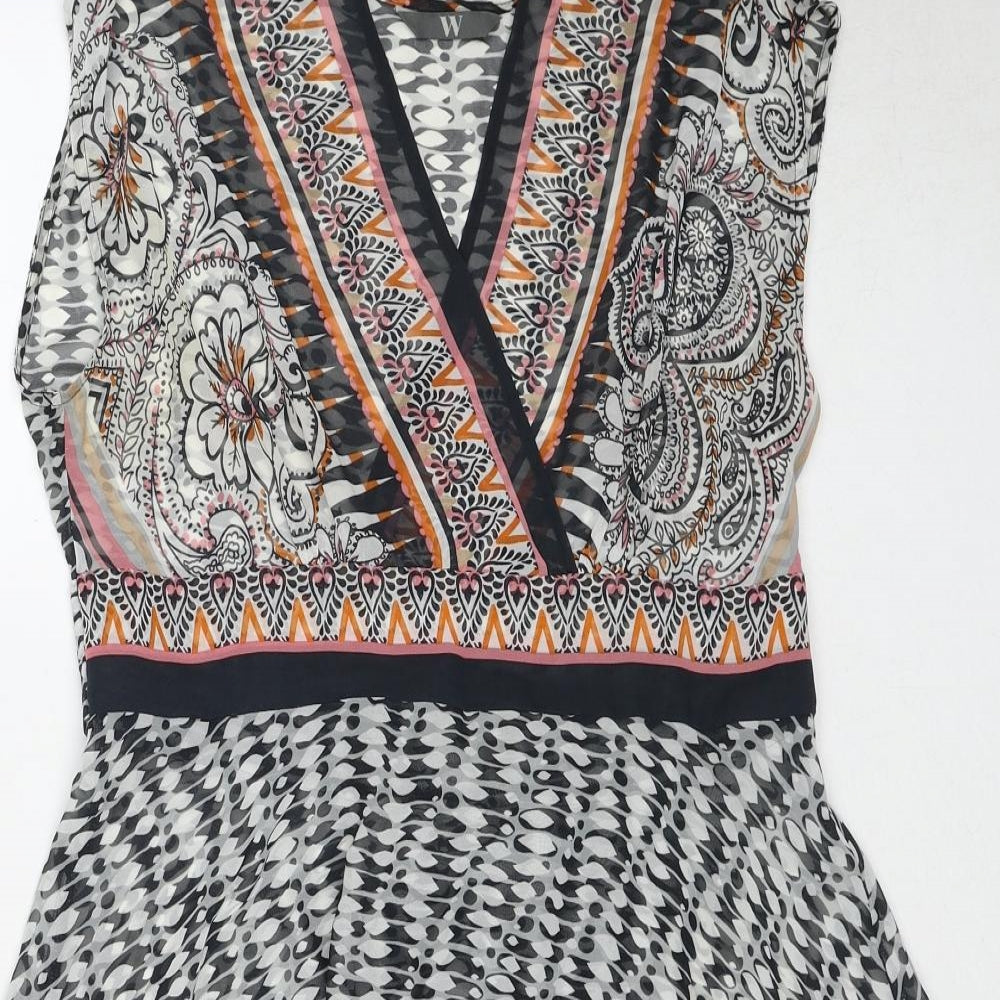 Womens UK Size 10 BHS Multicoloured Basic Blouse