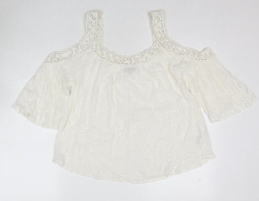 Womens UK Size 12 New Look White Basic Blouse