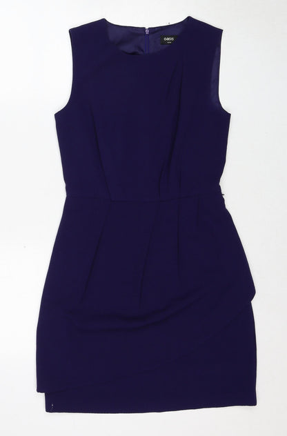 Oasis Womens Purple Polyester Shift Size 8 Round Neck Zip