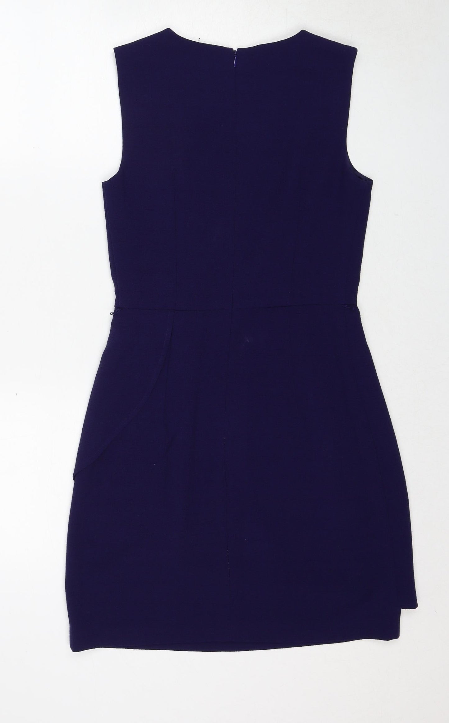 Oasis Womens Purple Polyester Shift Size 8 Round Neck Zip