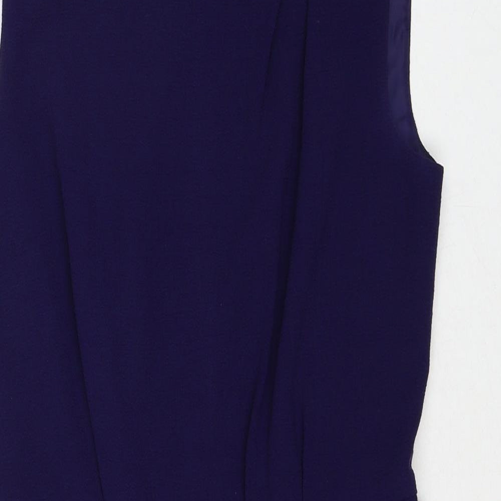 Oasis Womens Purple Polyester Shift Size 8 Round Neck Zip