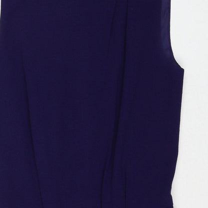 Oasis Womens Purple Polyester Shift Size 8 Round Neck Zip