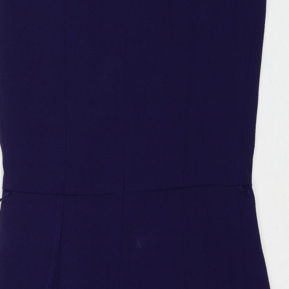 Oasis Womens Purple Polyester Shift Size 8 Round Neck Zip