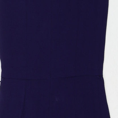 Oasis Womens Purple Polyester Shift Size 8 Round Neck Zip