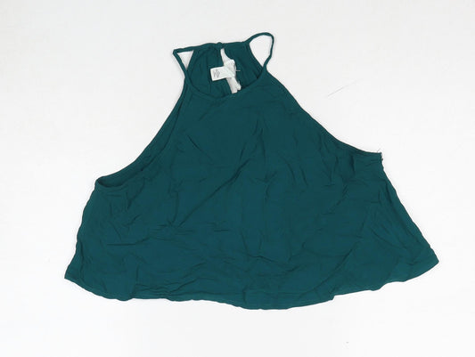 FOREVER 21 Womens Green Viscose Basic Tank Size M Round Neck