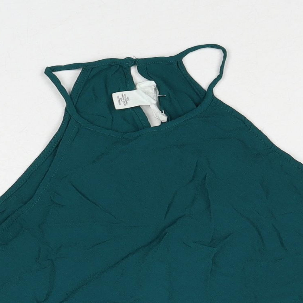 FOREVER 21 Womens Green Viscose Basic Tank Size M Round Neck