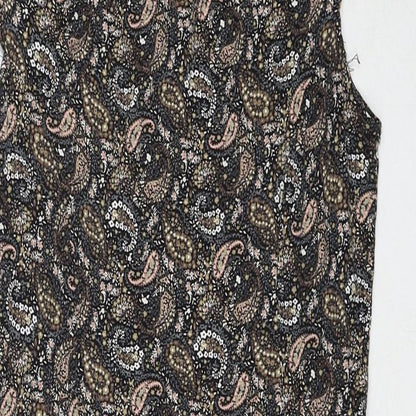 Warehouse Womens Multicoloured Paisley Viscose A-Line Size 12 Round Neck Zip