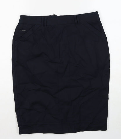 Autograph Womens Black Cotton Straight & Pencil Skirt Size 12 Zip