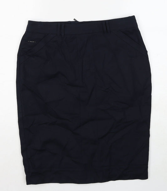 Autograph Womens Black Cotton Straight & Pencil Skirt Size 12 Zip