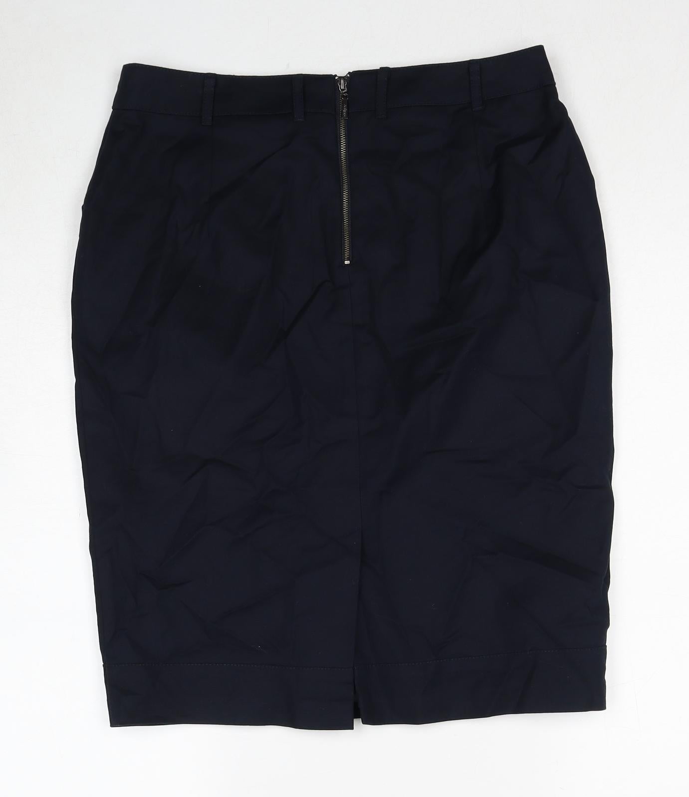 Autograph Womens Black Cotton Straight & Pencil Skirt Size 12 Zip