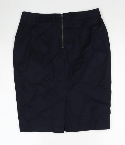 Autograph Womens Black Cotton Straight & Pencil Skirt Size 12 Zip