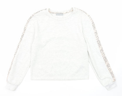 New Look Womens Ivory Geometric Polyester Pullover Sweatshirt Size 6 Pullover