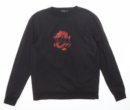 Womens UK Size S Boohoo Black Pullover Sweatshirt