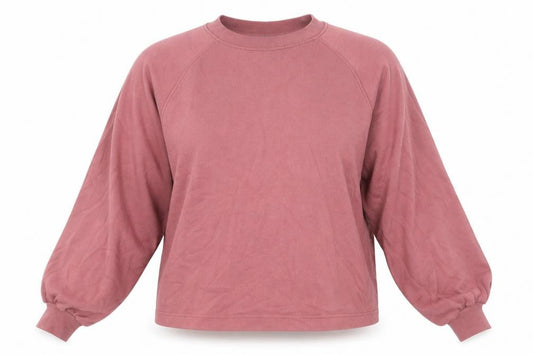 Front view of ASOS women’s purple cotton pullover sweatshirt, size UK 8, pullover