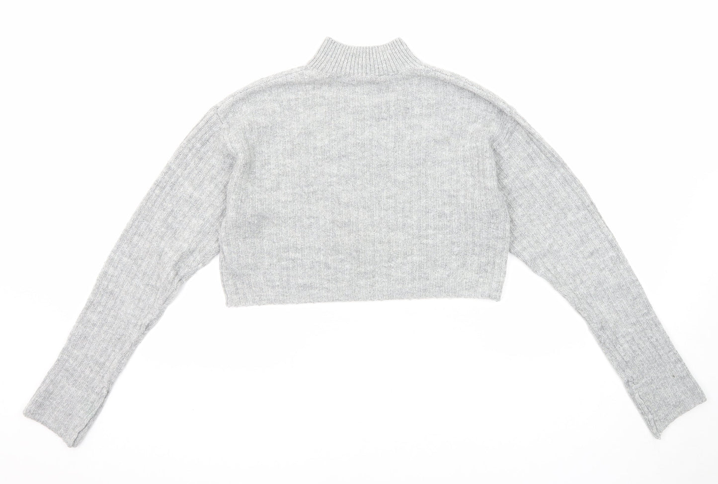 New Look Girls Grey Mock Neck Acrylic Pullover Jumper Size 10-11 Years Pullover - Cropped