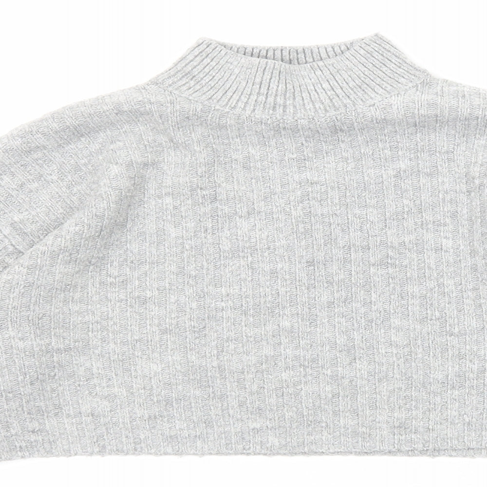 New Look Girls Grey Mock Neck Acrylic Pullover Jumper Size 10-11 Years Pullover - Cropped