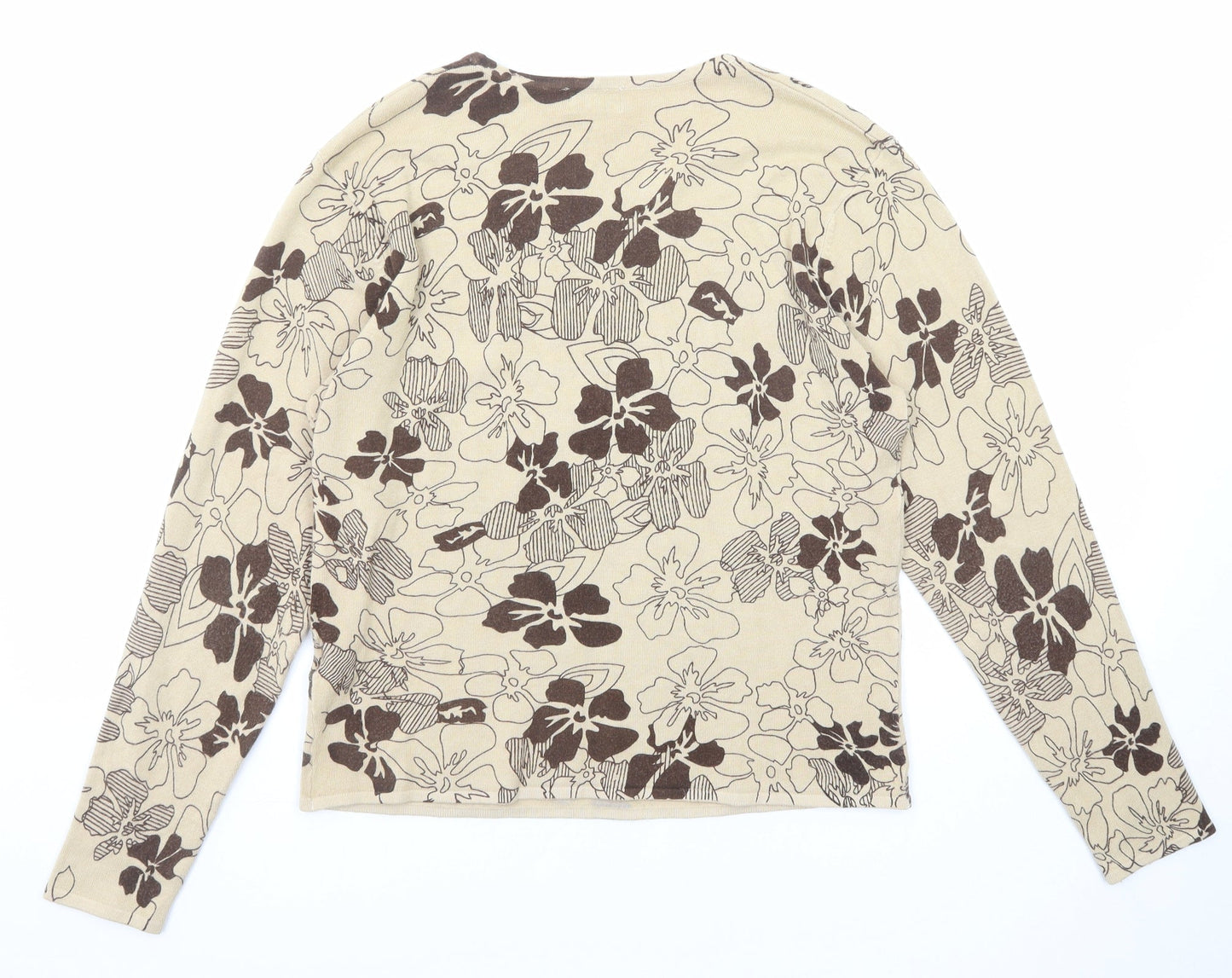 Tiffany Womens Beige Round Neck Floral Viscose Pullover Jumper Size 14 - Size 14-16