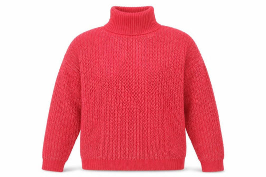 Front view of Missguided women’s pink roll neck acrylic jumper, size L