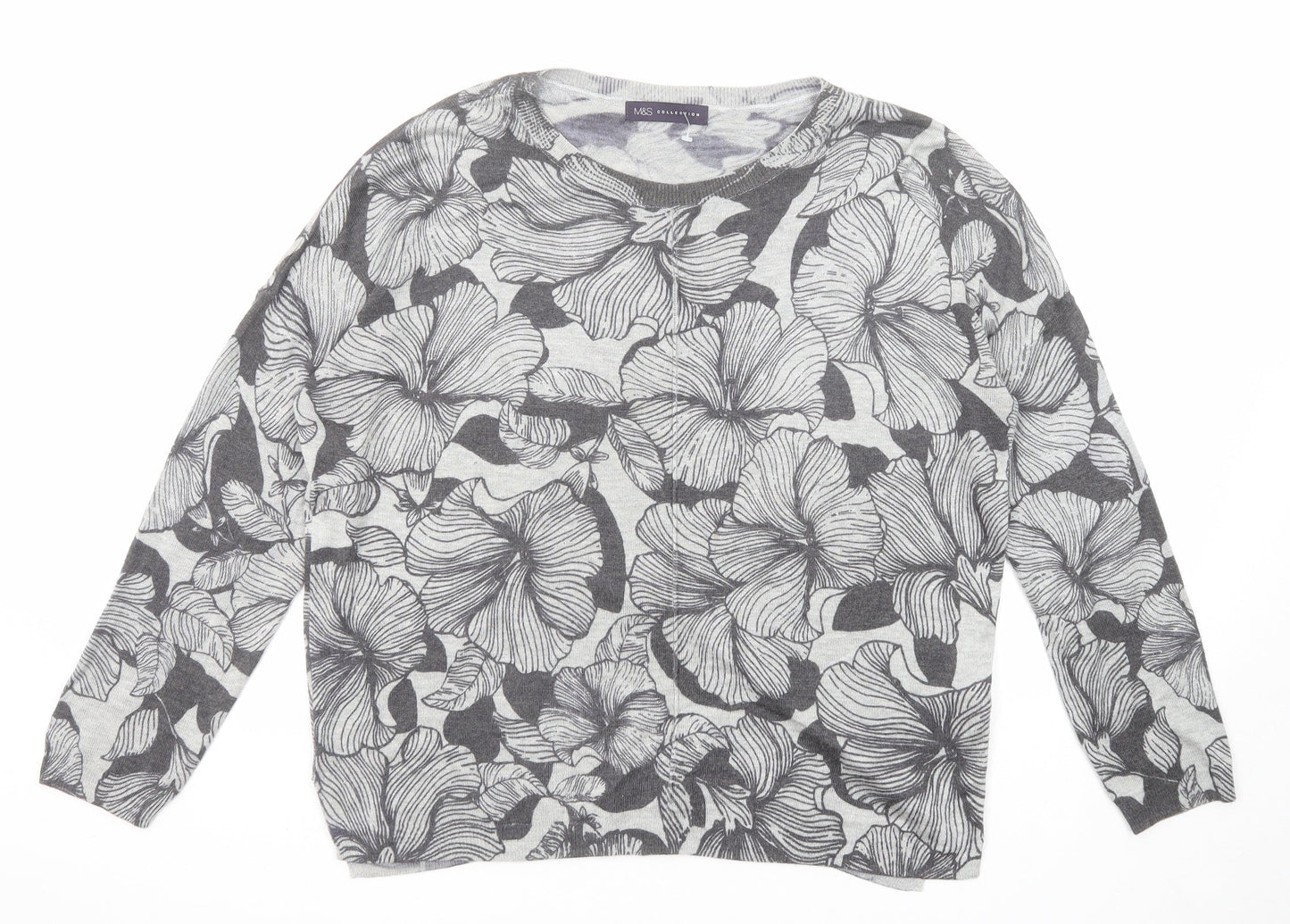 Womens UK Size L Marks and Spencer Grey Pullover Jumper