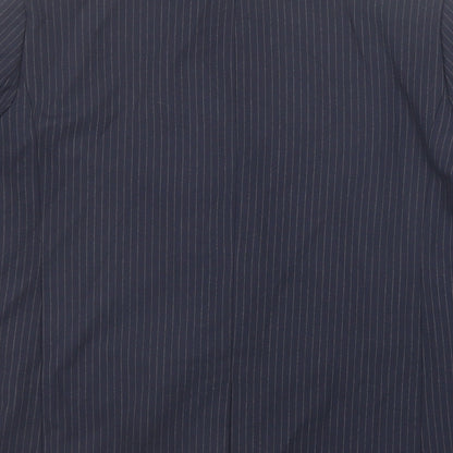 Marks and Spencer Womens Blue Pinstripe Polyester Jacket Suit Jacket Size 12