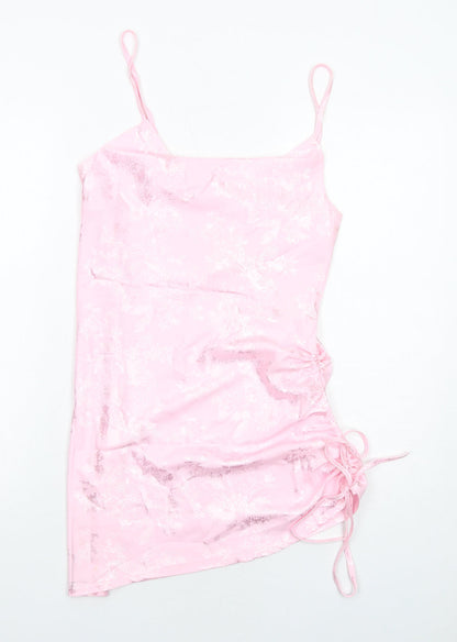 Shekou Womens Pink Geometric Polyester Slip Dress Size M Cowl Neck Pullover