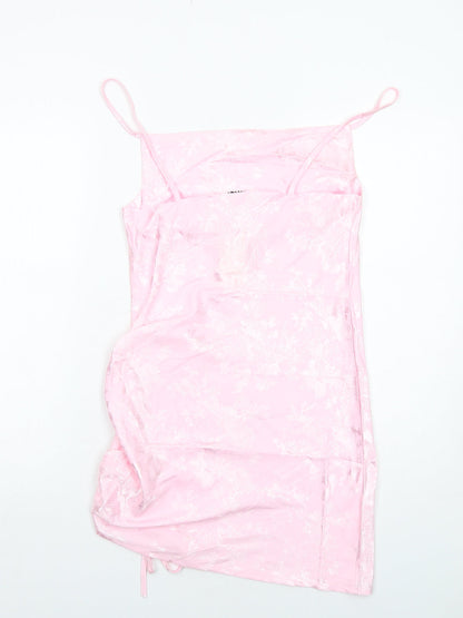 Shekou Womens Pink Geometric Polyester Slip Dress Size M Cowl Neck Pullover