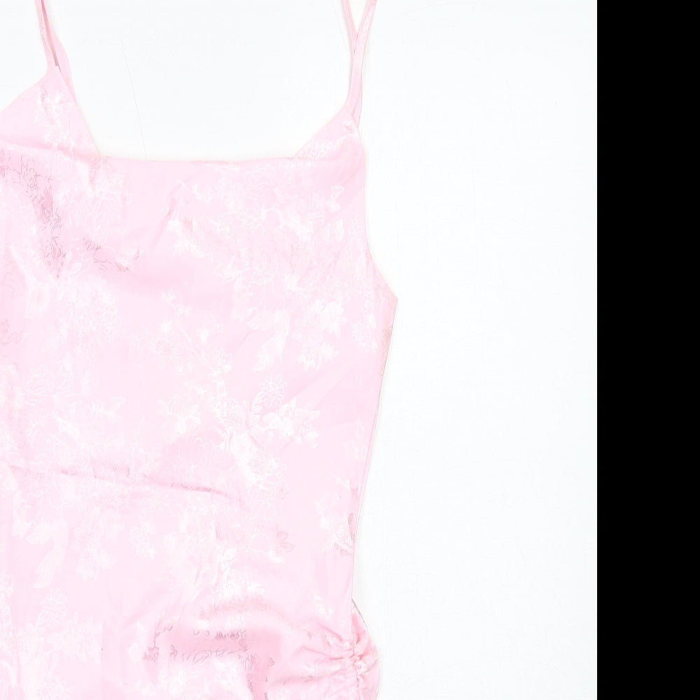 Shekou Womens Pink Geometric Polyester Slip Dress Size M Cowl Neck Pullover