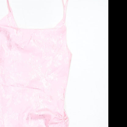 Shekou Womens Pink Geometric Polyester Slip Dress Size M Cowl Neck Pullover