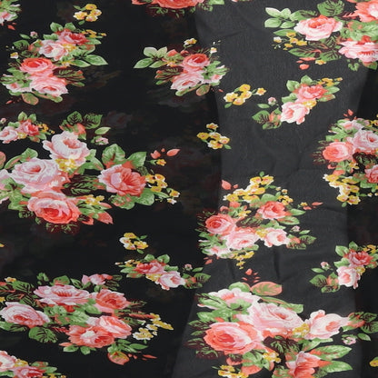New Look Girls Black Floral Polyester Kimono Blouse Size M V-Neck
