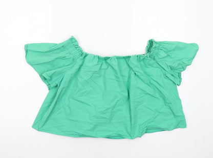 Womens UK Size 14 New Look Green Basic Blouse